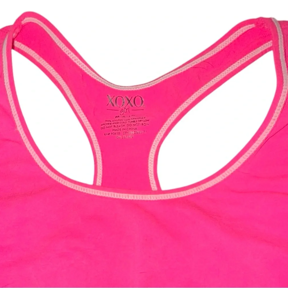 XOXO Girl size M 8/10 bright Pink unlined unpadded athletic racerback Sports Bra